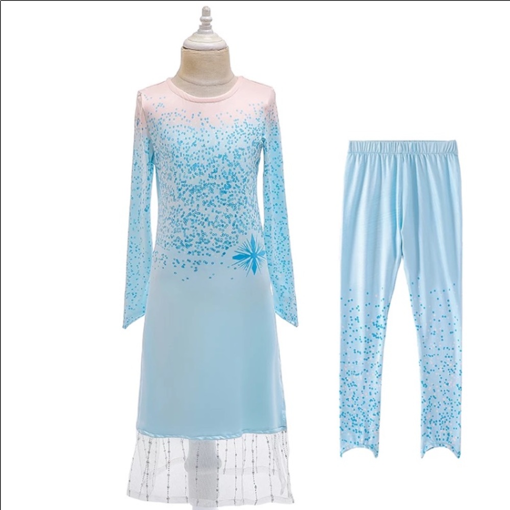 Frozen Elsa Costume Dress with leggings